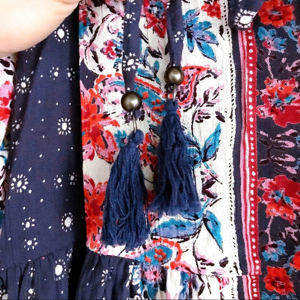 💙 BOHO TRIBAL PRINT DARK BLUE LOOSE DRESS! - Picture 11 of 13